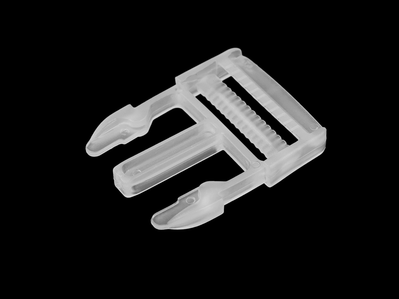 Plastic side release buckle with strap adjuster, width 25 mm, 32 mm - Transparent (5 Pairs)