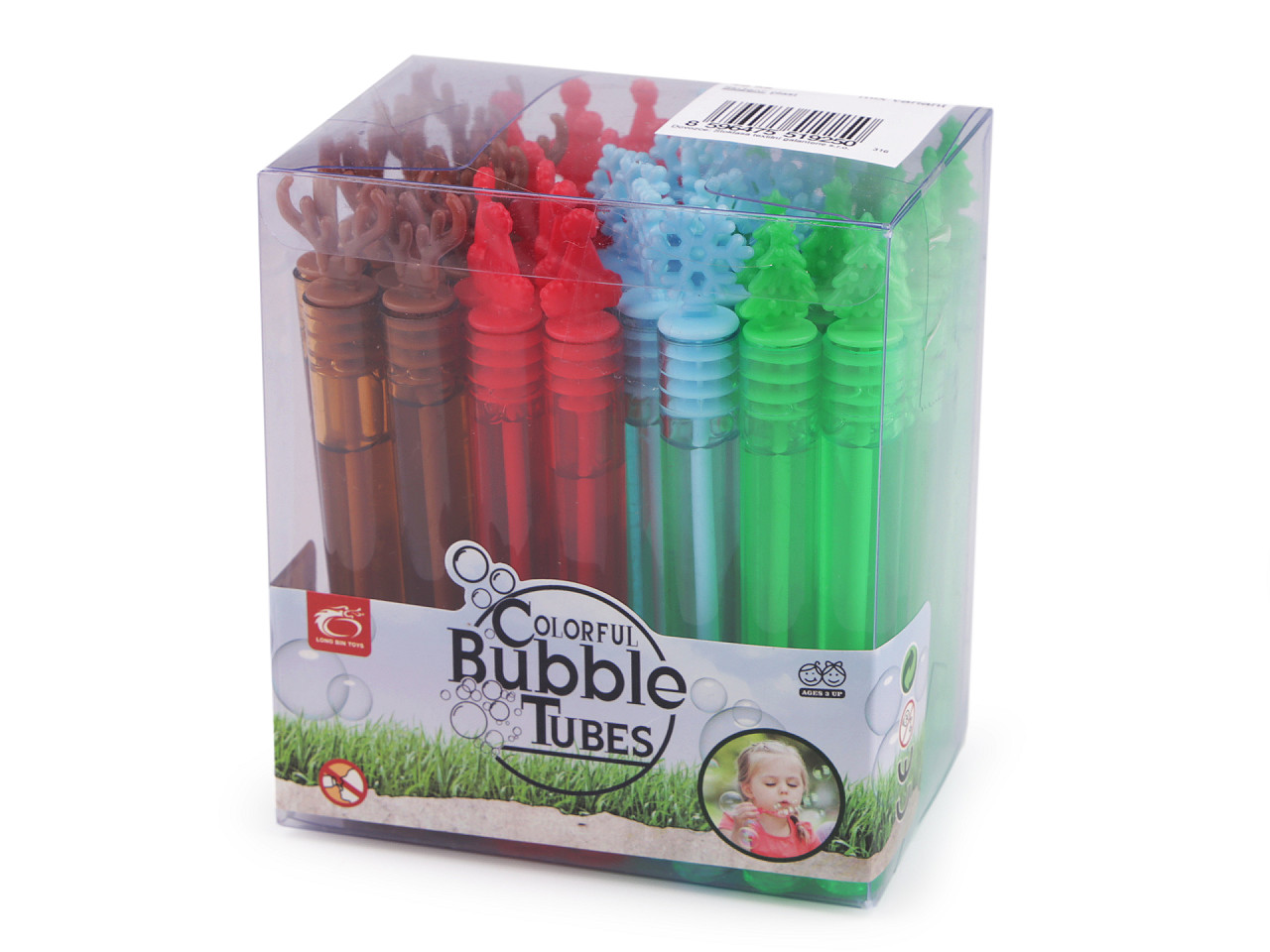 Christmas bubble blower reindeer, snowflake, hat, tree - Green (3 Pieces)