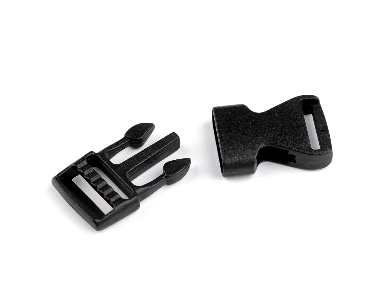 Webbing side release buckle, width 15 mm - Black (5 Pairs)