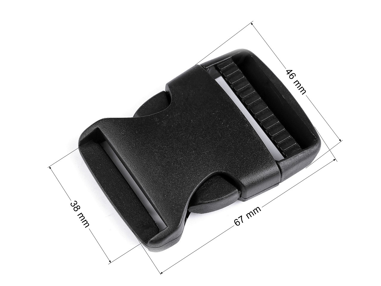 Webbing side release buckle, width 38 mm - Black (100 Pairs)