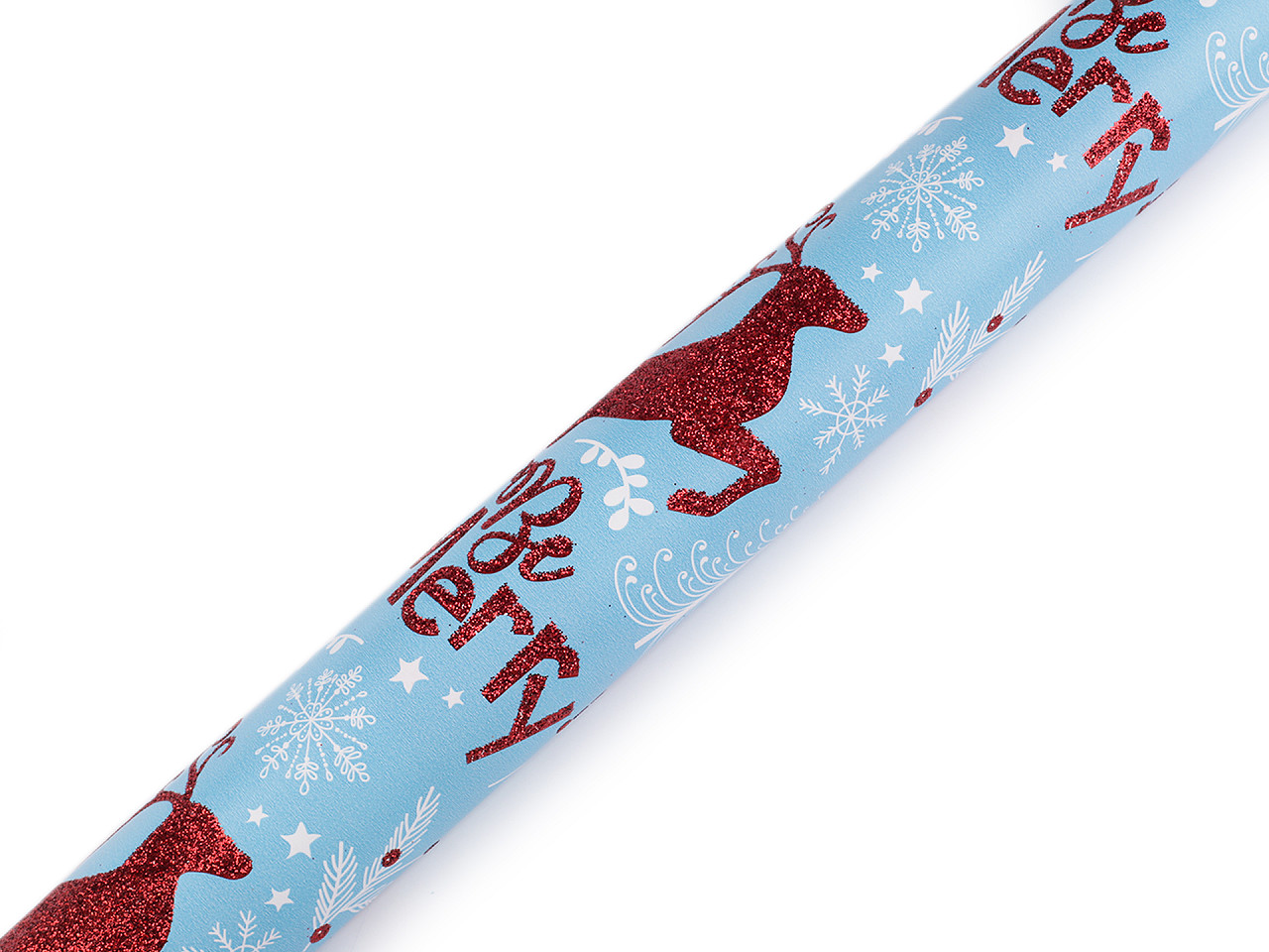 Christmas wrapping paper with glitter 0.7x2 m - Sea turquoise (1 Piece)