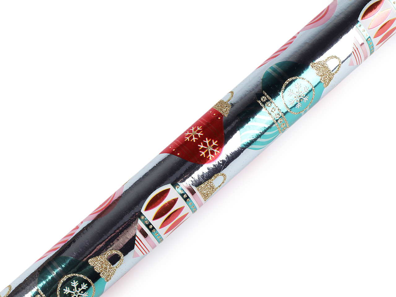 Christmas wrapping paper with glitter 0.7x2 m - Sea turquoise (1 Piece)