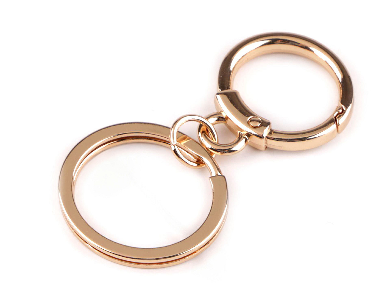 Metal carabiner with key ring - Pink gold (10 Pieces)